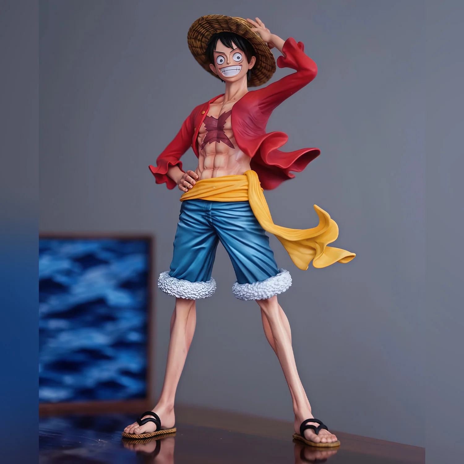 24 سنتيمتر قطعة واحدة لوفي أنيمي الشكل-GK الدائمة تشكل الضغط قبعة نموذج تمثال لمحبي الأولاد تحصيل نمط جديد #2