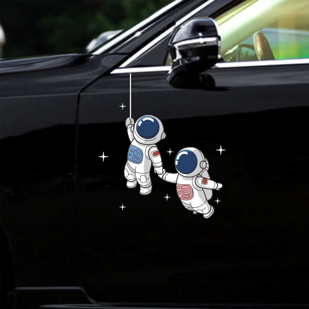 Car Styling Cartoon Space Astronaut Reflective Car Stickers Decor Motorcycle Locomotive Scooter Body Window Windshield Decals