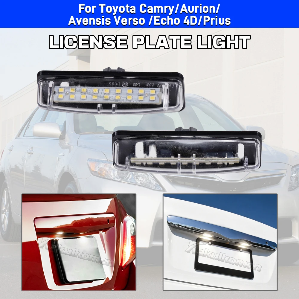 LED License Plate Lights Number Lamp For Toyota Camry/Aurion Avensis Verso Echo Prius for LEXUS Is200 Is300 Ls430 Gs300 Rx300