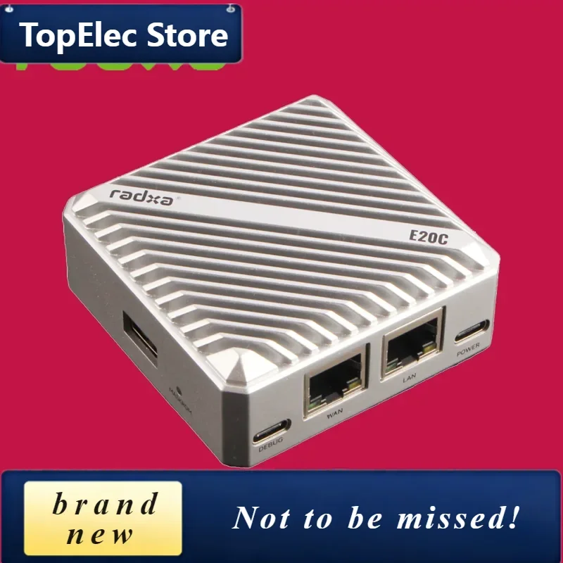 TopElec Radxa E20C 4-core CPU Dual Gigabit Ethernet,CNC Aluminum Alloy Case 4K Decoding