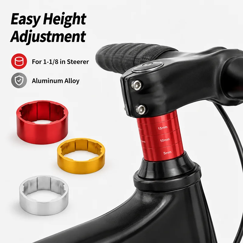 1-1/8 Inch Bicycle Headset Spacer 28.6mm Aluminum Alloy Stem Washer 2/3/5/10/15/20mm for MTB Road Bike