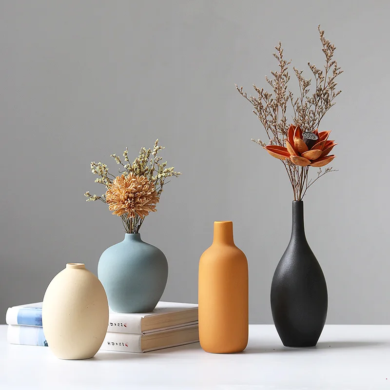 Morandi Ceramic Vase Set, Ins Style Matte Flower Vase for Dried Flowers, Tabletop & TV Stand Home Decor
