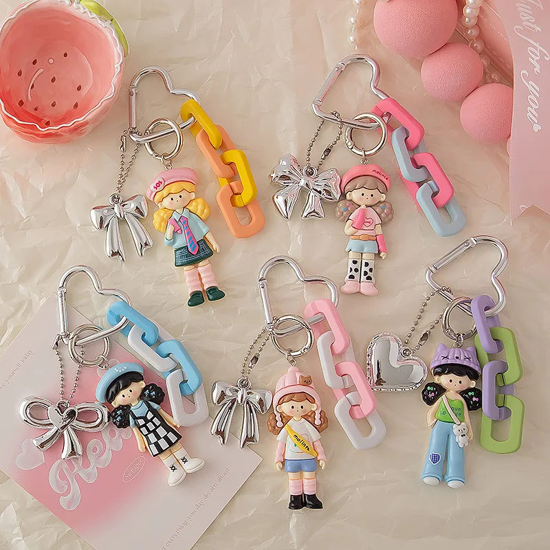 

Cartoon Popcorn Keychain Cute Bag Pendant Mobile Phone Chain Resin Toy Figure Colorful Hanging Decoration Anime Themed Accessory