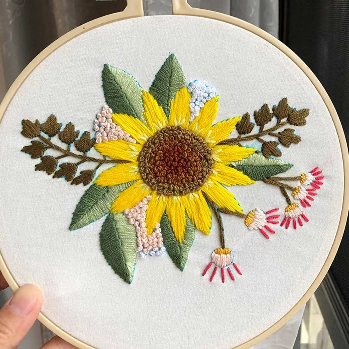 Set of Unfinished Embroidered Kit Flower Floral Pattern Needlework Sewing Cross Stitch Set Handmade Crafts Decoration Painting