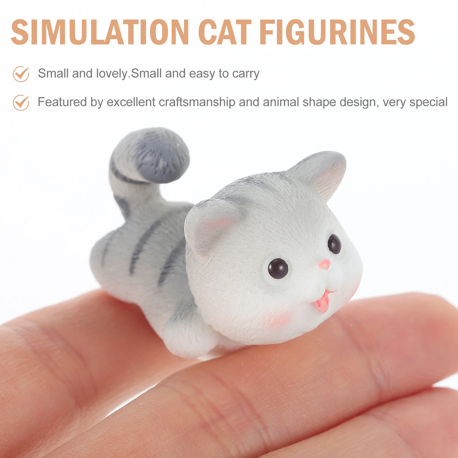 

1Set Odorless Safe Material Kitten Craft Statues Micro Landscape Adornments Home Decors Kitten Craft Statues Cat Adornments