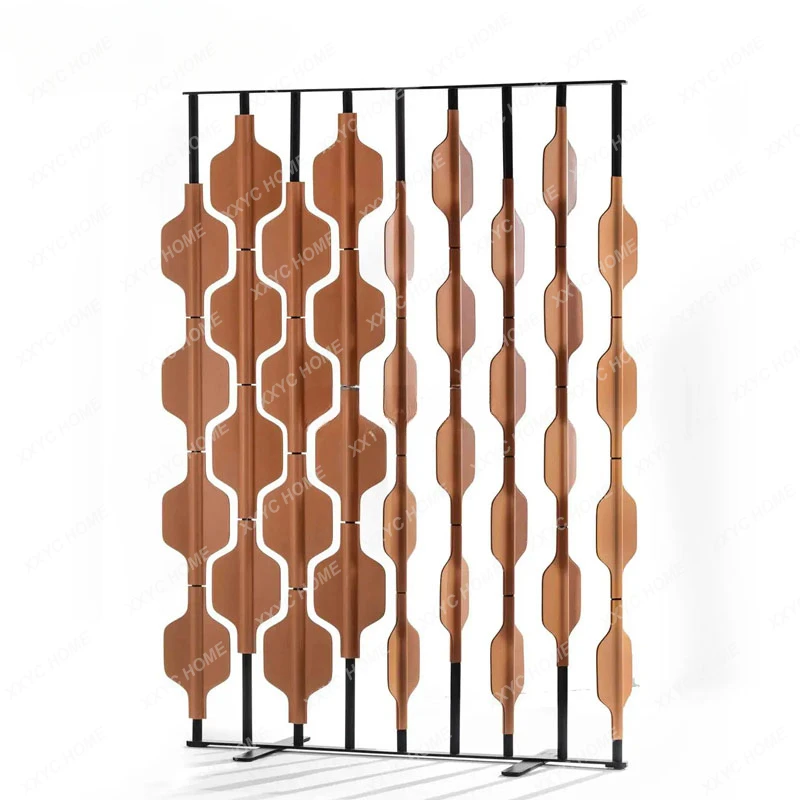 

Saddle leather screen partition simple modern stainless steel screen