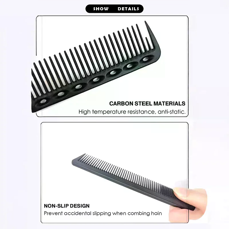 Black Professional Hair Cutting Comb Anti-static Flat Head Cutter Comb FineTooth Haircut Brush Salon Tools Barber Hair Accessor