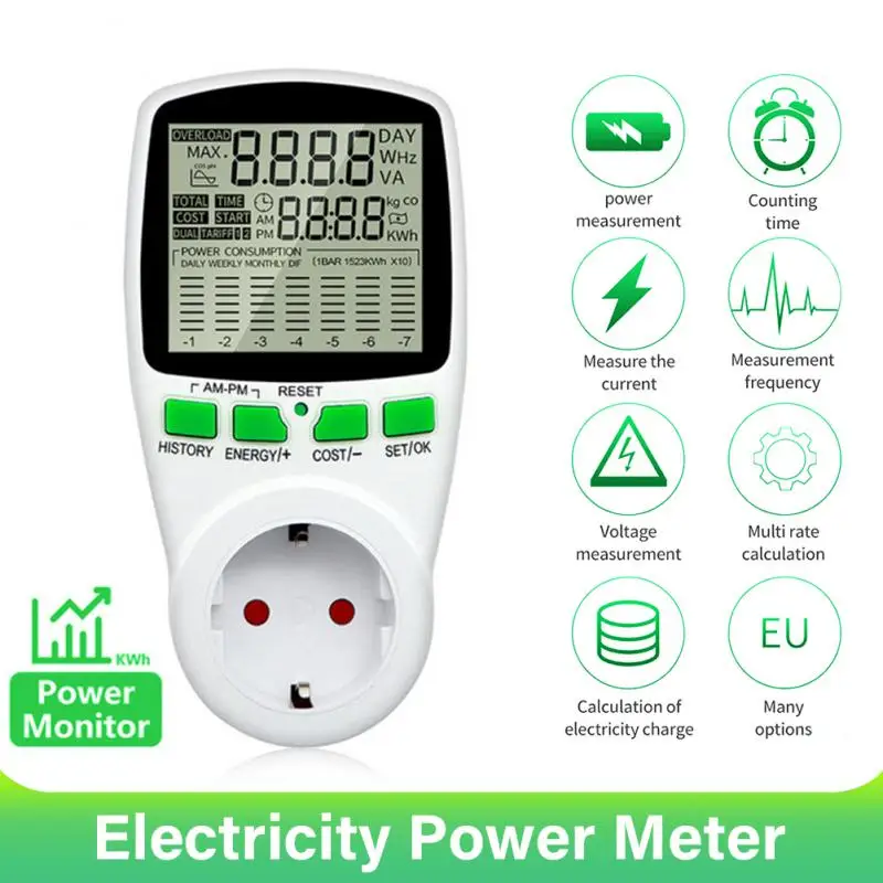 มิเตอร์วัดกำลังไฟฟ้า110V 220V, ซ็อกเก็ตตรวจวัดพลังงานจากไฟฟ้าสำหรับกลางวันและกลางคืน