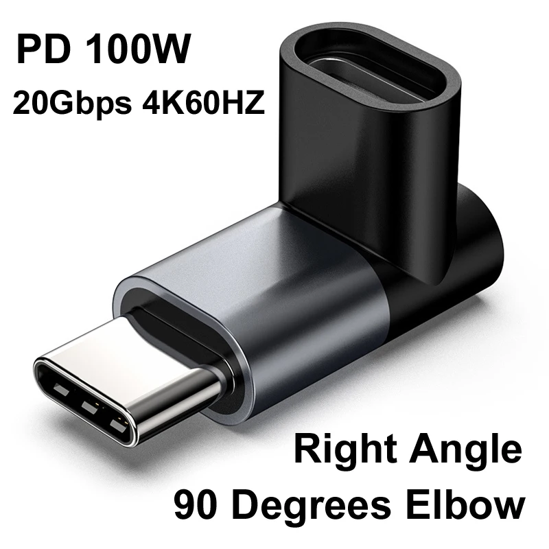 

USB 3.2 PD 100W Charger Adapter 20Gbps 4K@60HZ Right Angle 90 Degrees Elbow Plug TYPE-C Fmale to TYPE-C Male Plug for Steam Deck
