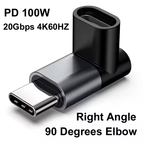 USB 3.2 PD 100W Charger Adapter 20Gbps 4K@60HZ Right Angle 90 Degrees Elbow Plug TYPE-C Fmale to TYPE-C Male Plug for Steam Deck
