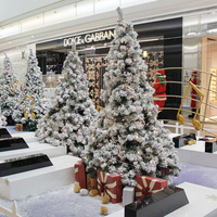 2024 Christmas 2.1m White Simulation Artificial Flocking Snow Christmas Tree Adornment for home party hotel shopping mall