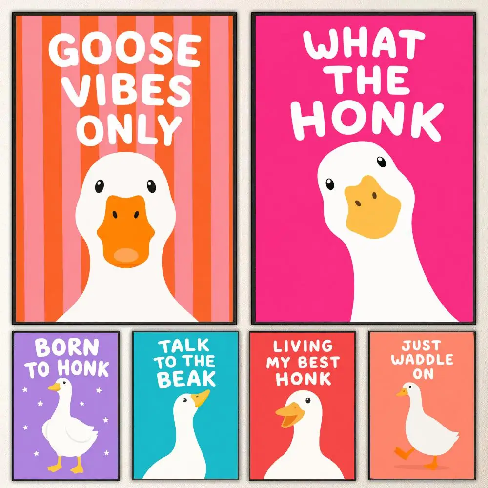 Pattern What The Duck Art Funny Poster High-definition  poster stickers, suitable for bedroom, living room, home decoration