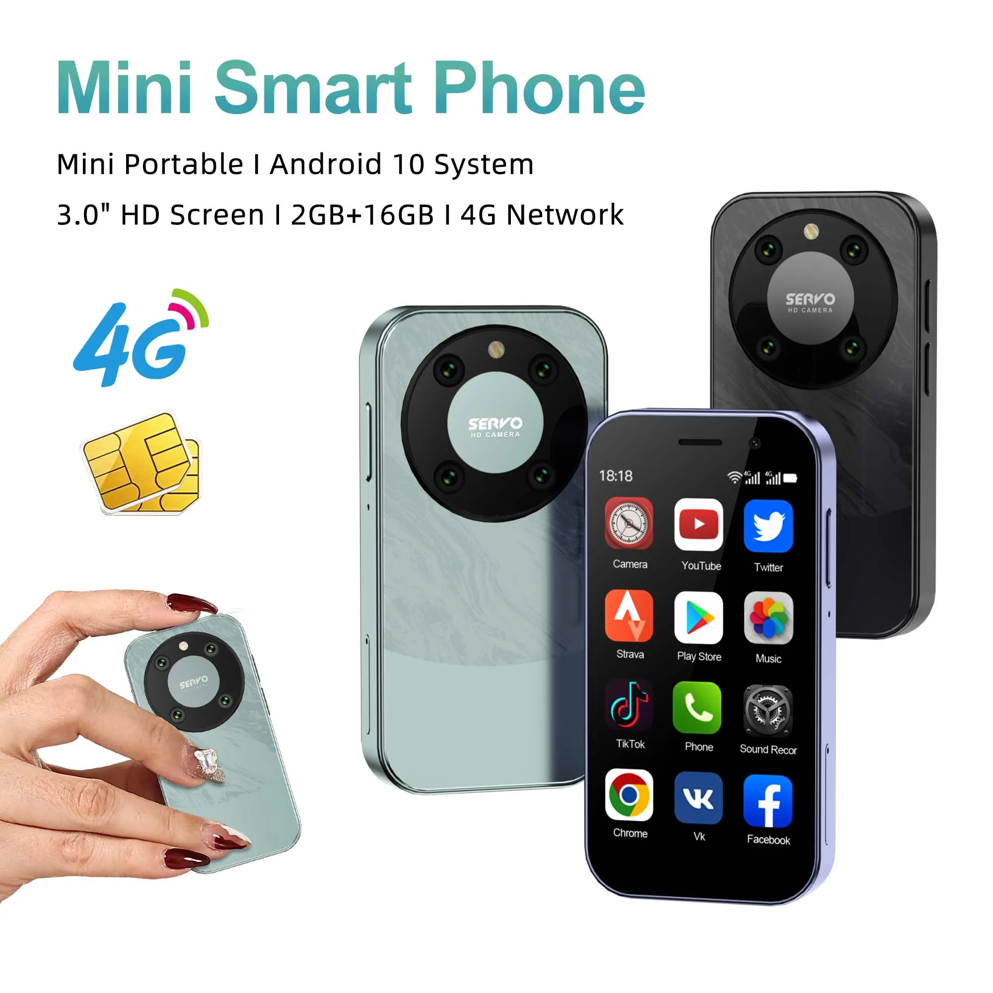 SERVO KING9000 4G LTE Mini Smartphone Android 10 3.0