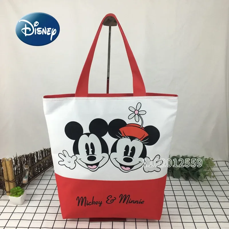 Disney Mickey New Women's Canvas Handbag Fashion Women's Shoulder Bag Large Capacity Handheld Storage Bag High Quality