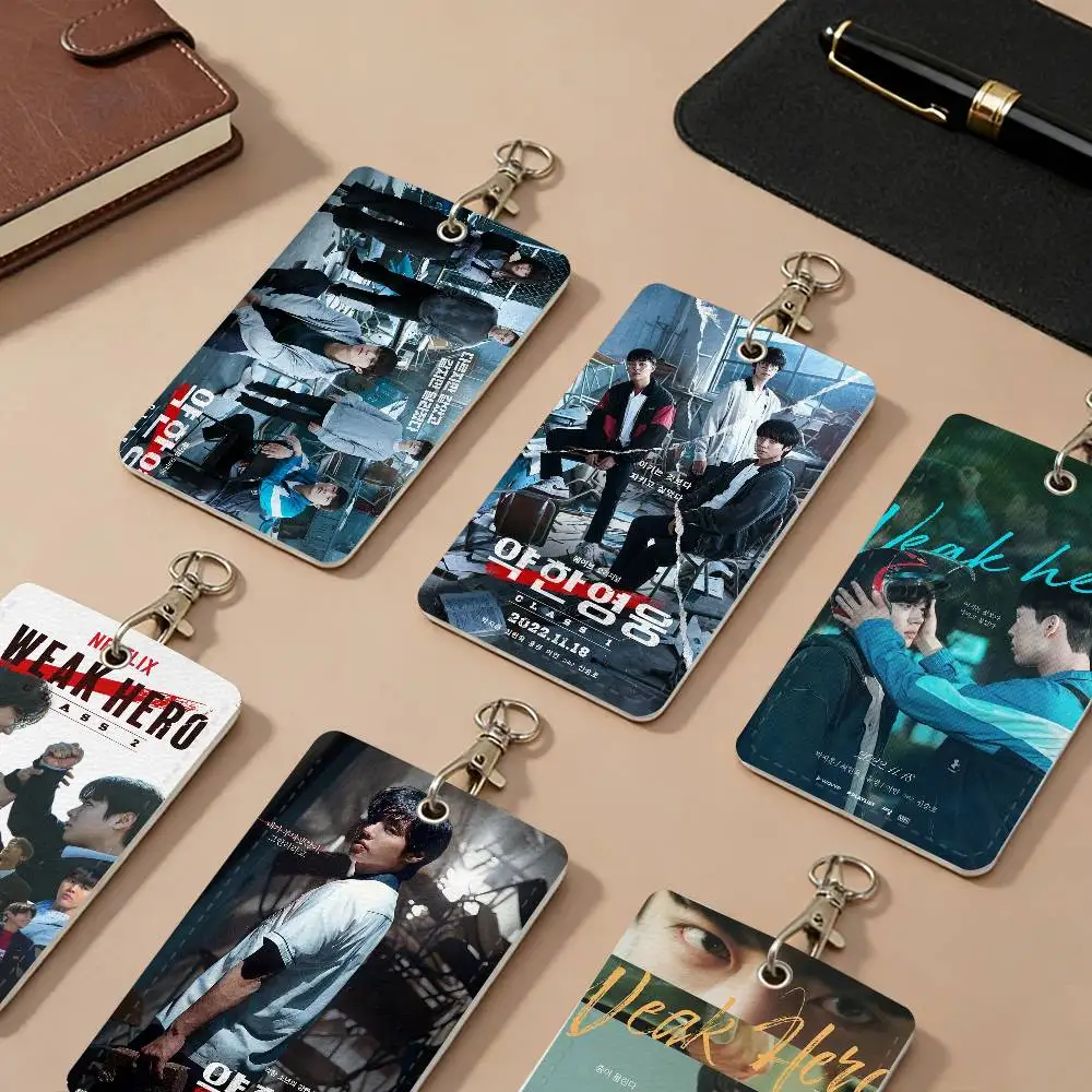 TV Show Weak Hero Class 1 PU Leather Card Holders Anti-lost Student ID Protective Cover Cases Campus Access Cards Key Chain