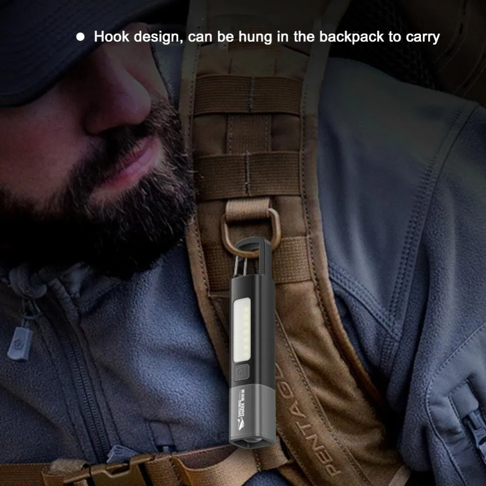 Portable Multi-Function Telescopic Flashlight With Hook for Outdoor Camping Light 1200mAh Flashlight with Power Bank Function