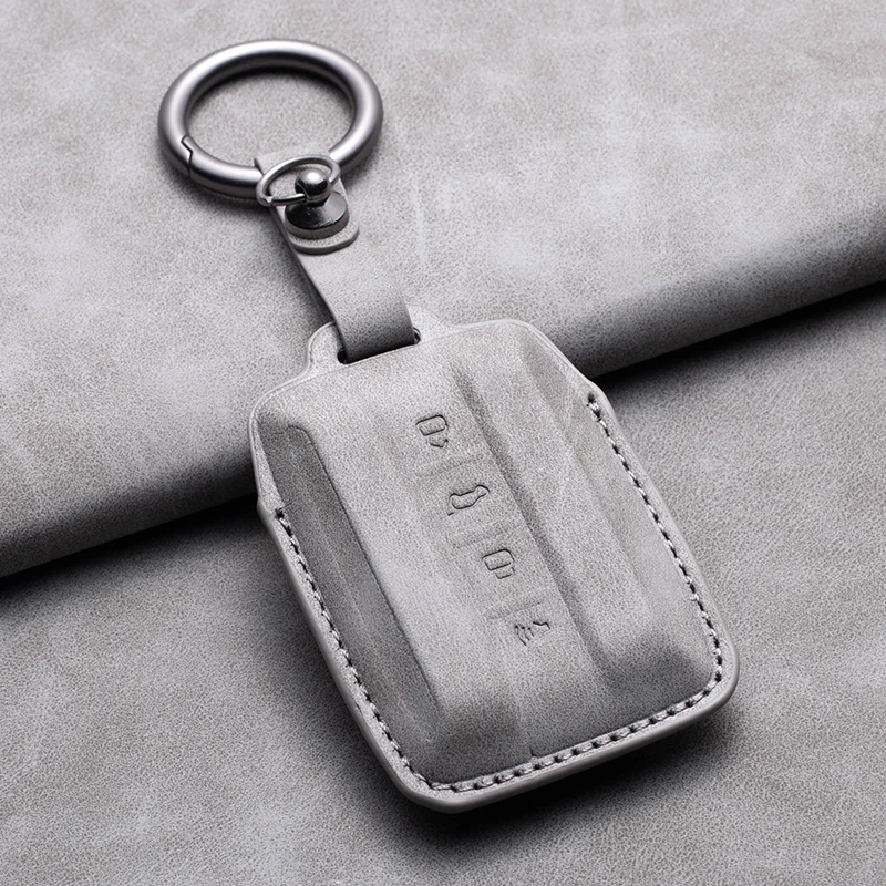 Suede Leather Car Key Case Cover Fob For 2021 Tank 300 Tank 500 Keyless Protective Shell Ring Keychain Car Accessories Protector