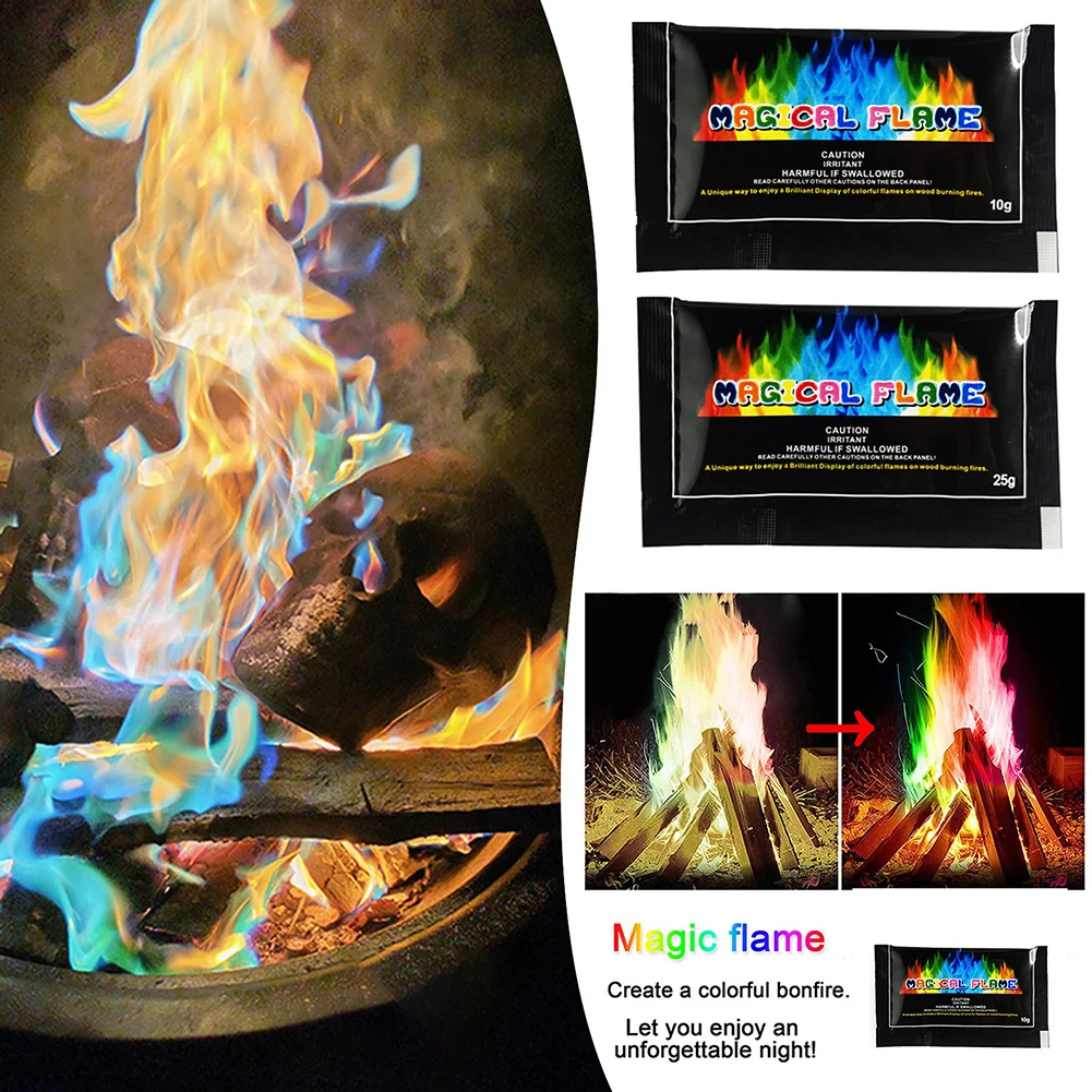 Magics Flames Coloring Powder Long Lasting Color Flames Packets For Bonfires Fireplaces