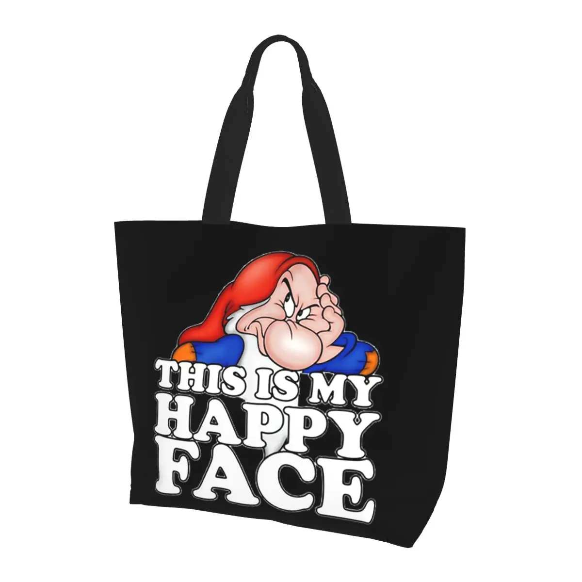 

Grumpy Dwarf Shopping Tote Bag Canvas Large Capacity Shoulder Bags Shopper Grocery Handbag for Women