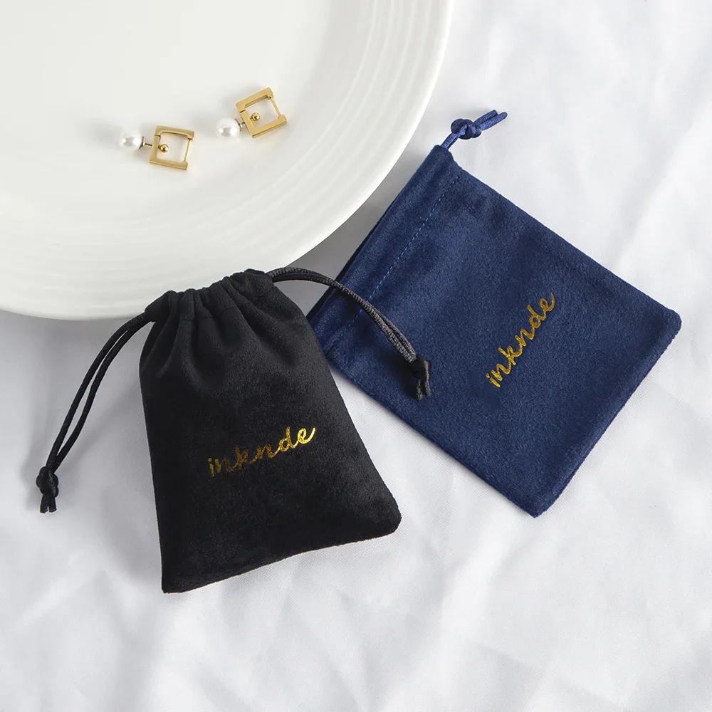 100-Pack Bulk Custom Logo Velvet Jewelry Pouches Personalized Drawstring Beige Small Wedding Favor Bags DIY Makeup Packaging