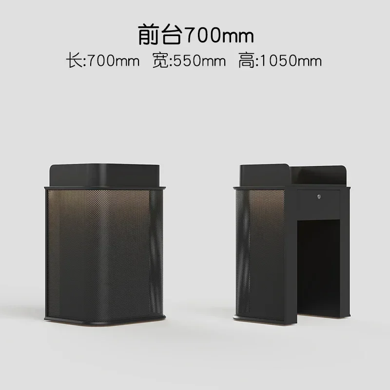 Small checkout page store reception desk front black restaurant welcome information guide paint customiz