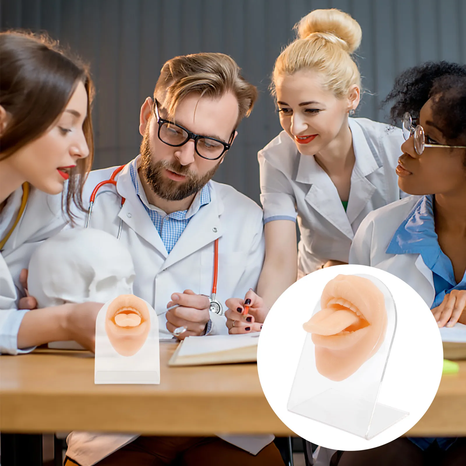 

Silicone Simulation Tongue Piercing Practice Soft Realistic Skin Feel Piercing Training Supplies Tongue Stud Display Tool