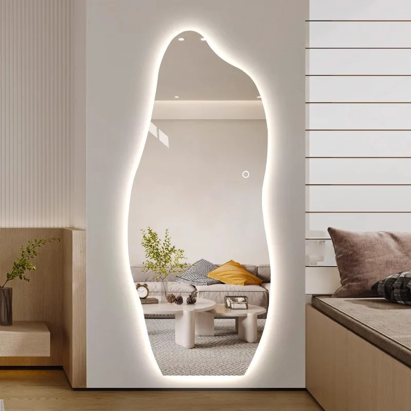 Internet celebrity special-shaped smart dressing household full-body led wall-mounted fitting mirror with light porch decorative