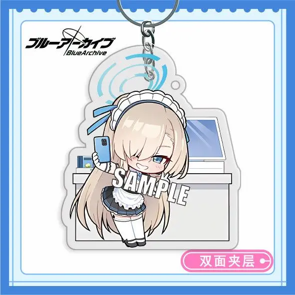 Blue Archive LAWSON Anime KeyChain Onikata Kayoko Shirasu Azusa Men Key Chain for Women Fashion Figure Acrylic Keyring Pendant