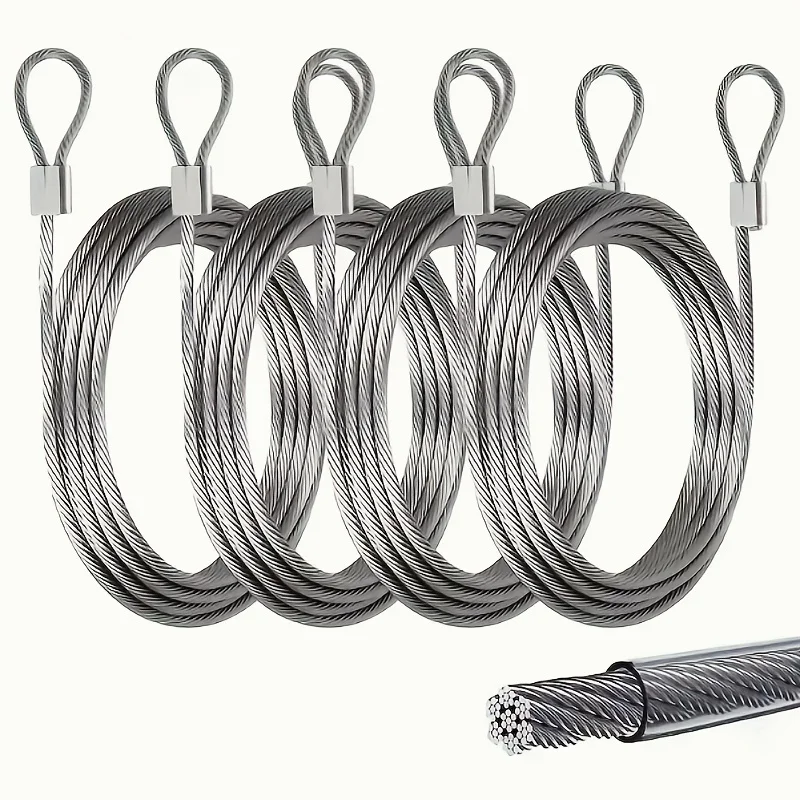 

4 шт. тросов из нержавеющей стали, прочные, с покрытием, для самостоятельного изготовления шнурков, подходят для палаток, одежды, фонарей, треугольных конструкций и т.д.