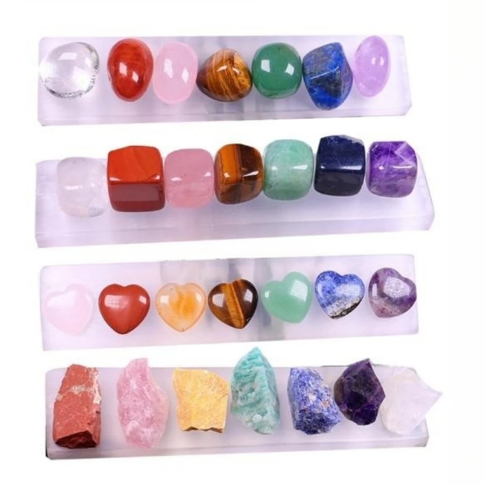 Natural Crystal Seven-Colored Gemstone Energy Stone Kit, DIY Combo Yoga Gems, Home Decoration