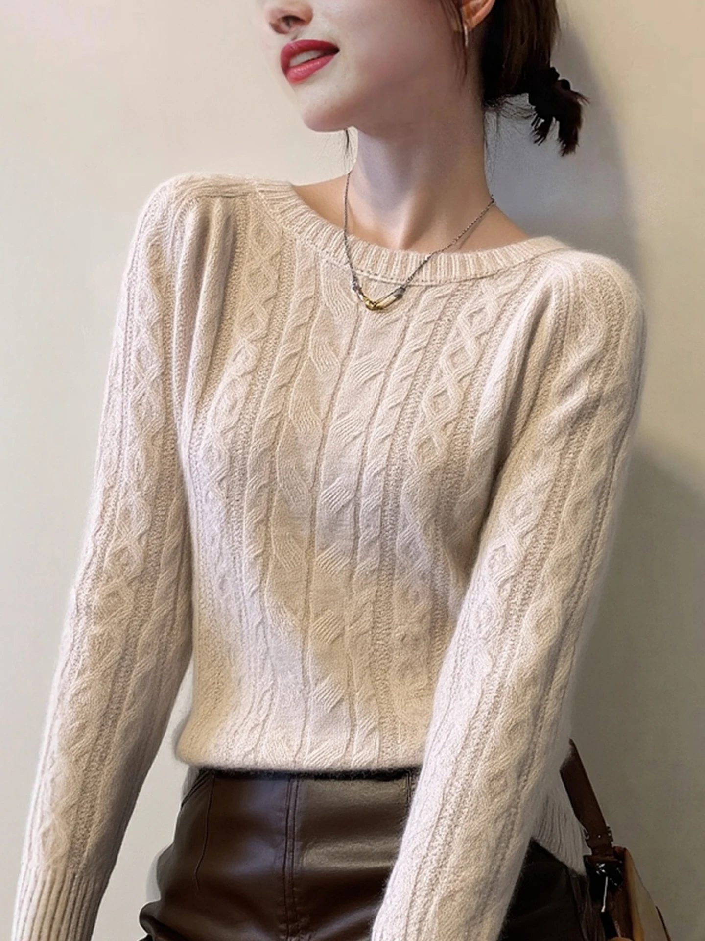 

Soft Pure Color Camere Knitwear Long Sve round Ne Comfortable Versatile Winter Design Trendy Top Korean Sle Loose Fit
