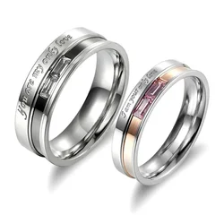 Fashion Couple Ring Charm Stainless Steel Couple Rings Zircon Men Women Wedding Rings Male Jewelry Gift