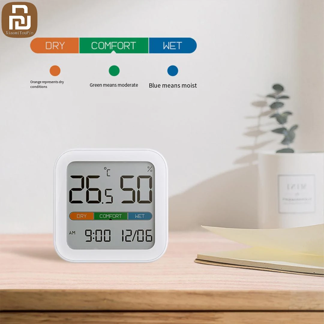 XiaomiYoupin Miiiw Mute Temperature Humidity Clock Home Indoor High-precision Baby Room Monitor Huge LCD Screen