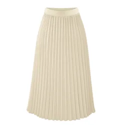 Jupe mi-longue en mousseline de soie pour femme, taille haute, amincissante, coupe couvertes, plissée, printemps, été, 2024