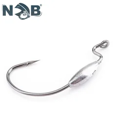 NGB 5PCS Jig Head Fishing Hook Soft Worm Hooks High Carbon Steel Fishhooks Offset Hook 1/0#-4/0#