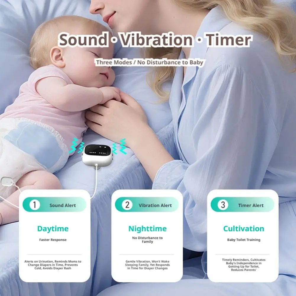 New Wireless Urine Moisture Alarm - 3 Alert Modes Ultra-Sensitive Sensor Magnetic Suction Model Baby Bedwetting Reminder Elderly