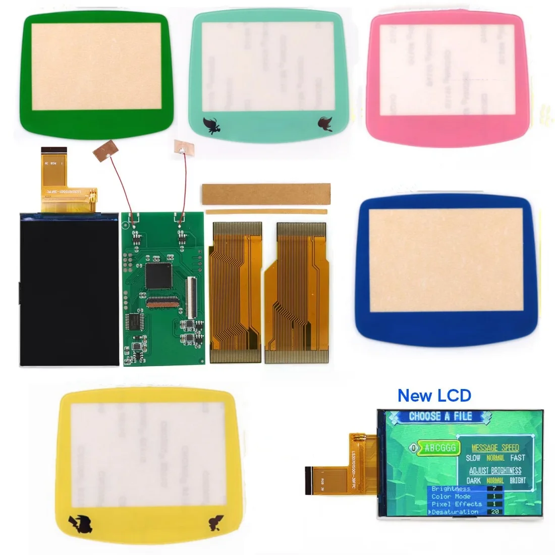 عدسة متعددة الألوان سهلة التركيب 3 بوصة قطرة في شاشة GBA V5 LCD تسليط الضوء على IPS مجموعات استبدال الشاشة ل Gameboy Advance GBA #1