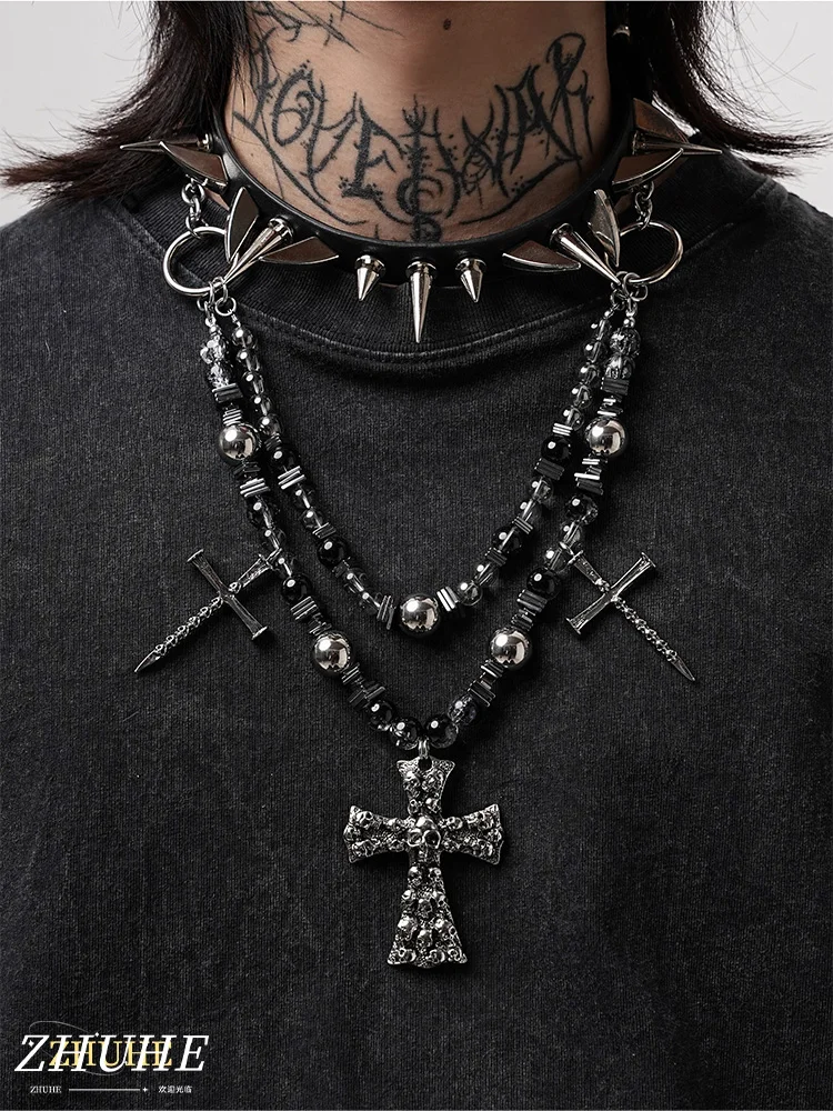 

ZHUHE The Beaded Heavy Industry Necklace In The New Gothic Style Is A Jewelry Accessory For Men And Women And A Party Gift