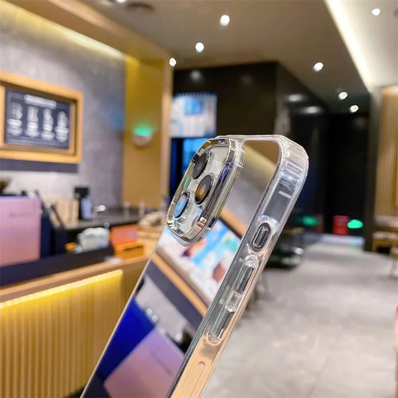 Luxury Plating Make Up Mirror Acrylic Phone Case For iPhone 11 12 13 14 15 16 Pro Max Mini XS X XR 7 8 Plus SE Shockproof Cover