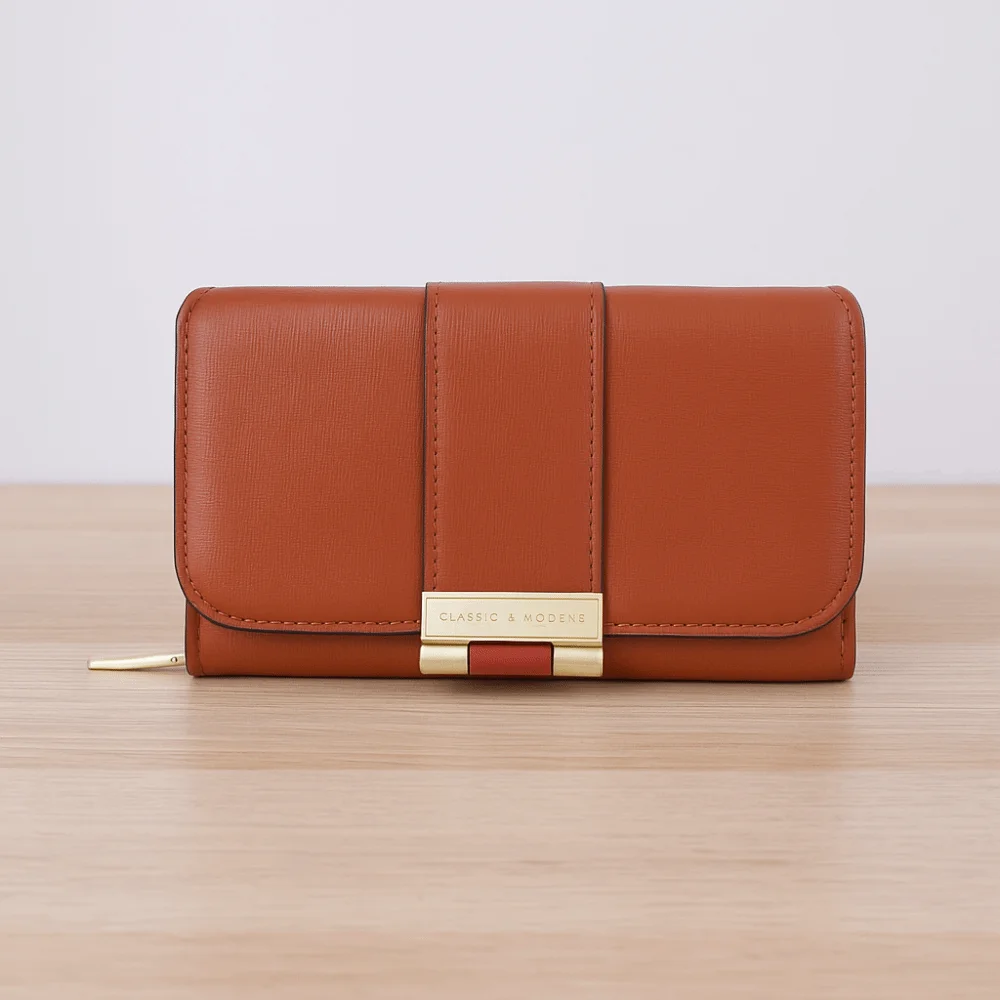 

Retro Purse PU Leather Short Wallet Zipper Multifunctional Three Fold Wallet Large Capacity Foldable Women Card Holder Gift