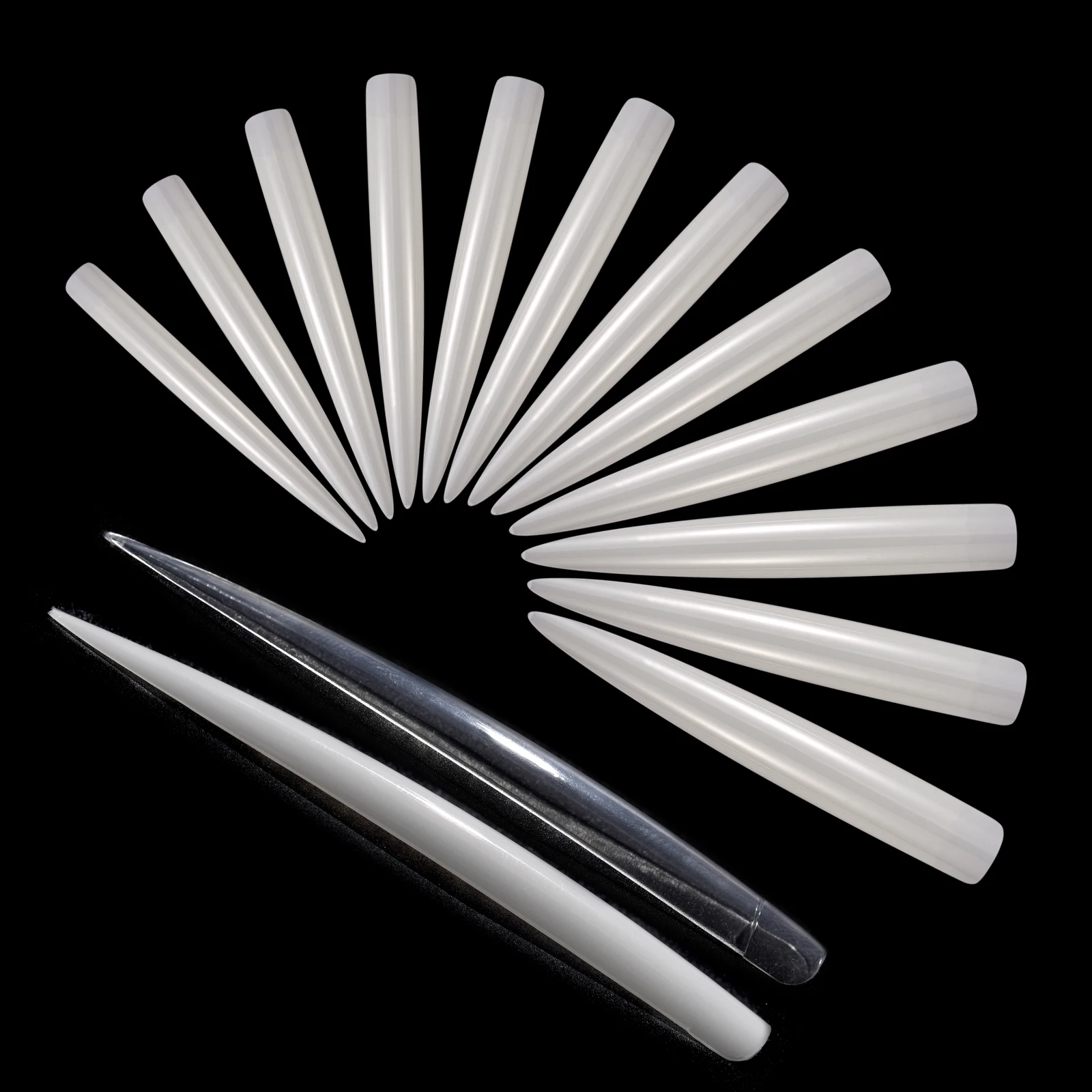 

120 Pcs/Box Extra Long Nail Tips Stiletto Sharp Professional Transparent Fake Nail Tools Kads Kit Half Cover ABS Nail Art Tips