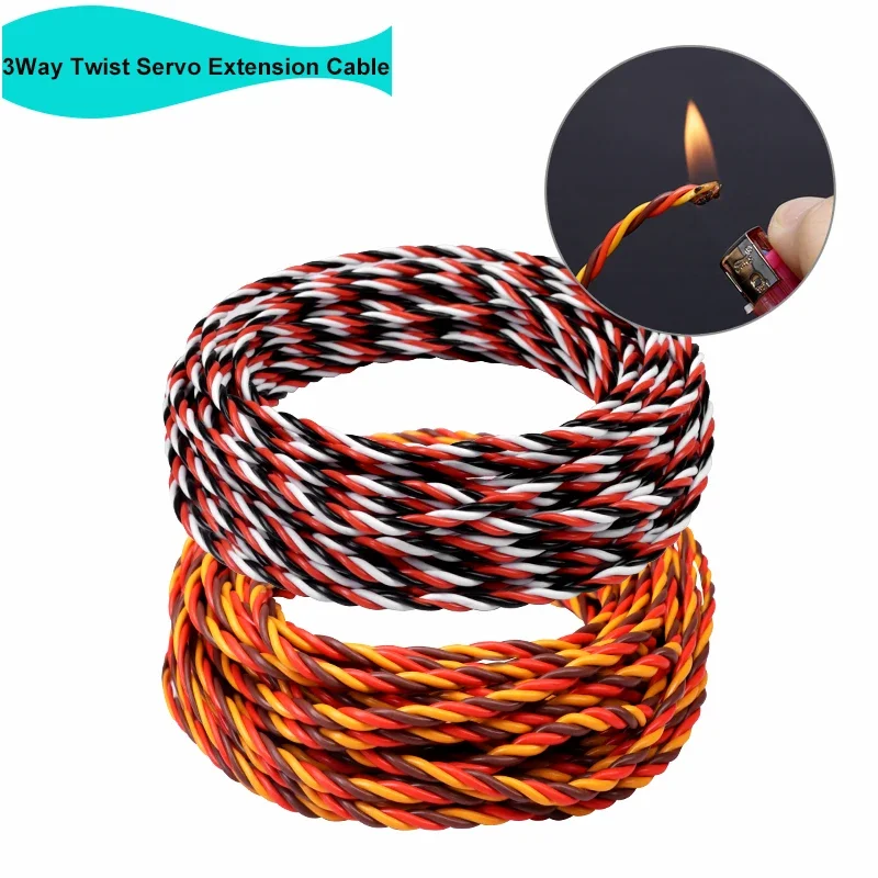 5/10/20/50M 22AWG 26AWG 30/60 Core 3 way Twist Servo Extension Cable JR Futaba Twisted Wire Lead For RC Airplane Accessories