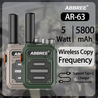 ABBREE AR-63 Mini Walkie Talkie Wireless Copy Frequency VOX SOS Multi-functional Two Way Radio Support Type-C Hunting Intercom