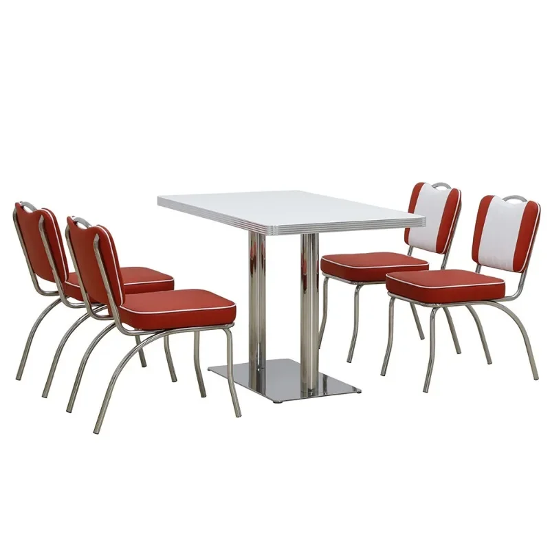 Retro restaurant furniture, stainless steel fast food restaurant burger restaurant dining table Minimum order of 10