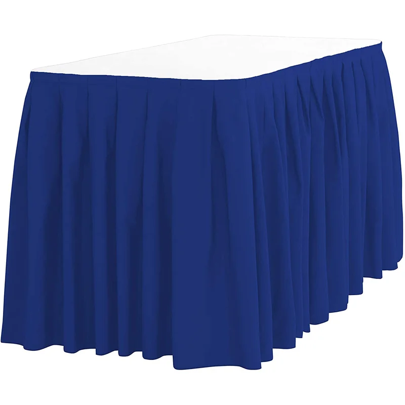 White Color Polyester Banquet Table Skirt Rectangle Tablecloth Skirting For Wedding Event Party Hotel Decoration