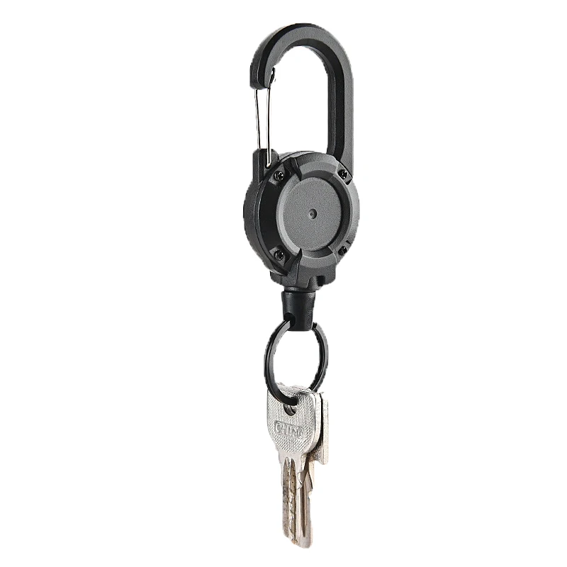 1Pcs Anti-theft Metal Easy-to-pull Buckle Rope Elastic Keychain Sporty Retractable Key Ring Anti Lost Yoyo Ski Pass ID Card