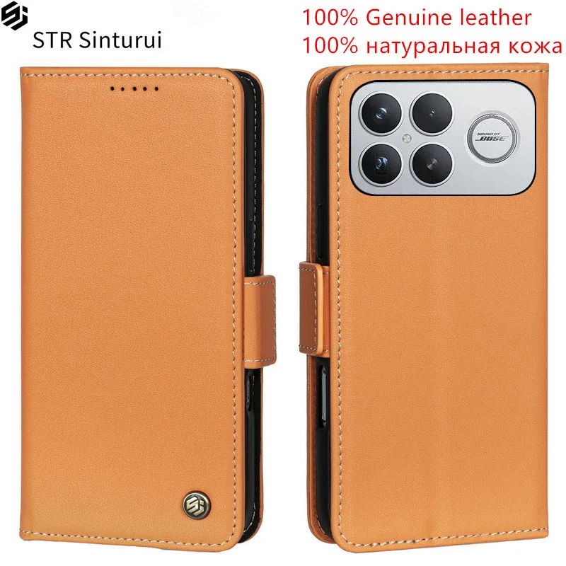 

STR Genuine Nappa grain leather card Slot Wallet Cover For Xiaomi Redmi K70 K80 K90 Pro Max Ultra K70E shockproof phone Case