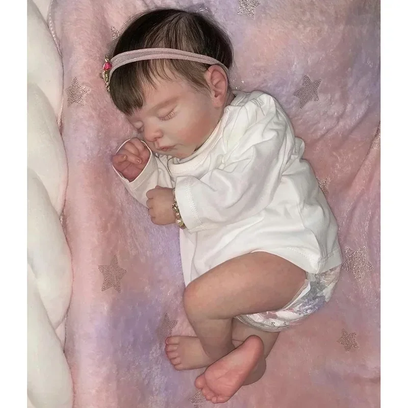 48CM  Reborn Baby Doll Sam Lifelike 3D Skin Visible Veins Newborn Sleeping Doll Collectible Art Doll Gift For Girls