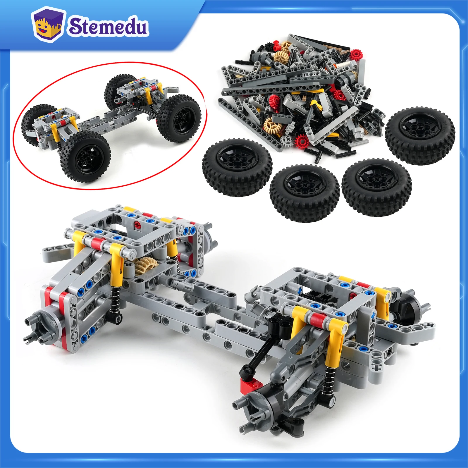 

MOC 4WD полный привод + 4 шт. колесная независимая подвеска шасси дифференциал рулевая ось строительные блоки технические автомобильные детали