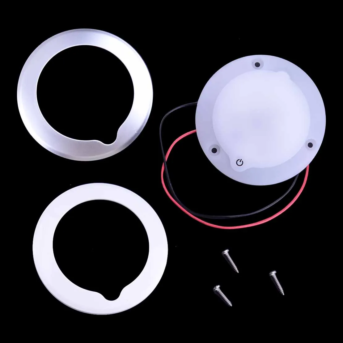 2Pcs Ultra Thin LED Round Ceiling Light Dimmer Touch Down Lamp Replacement Plastic Fit for RV Camper Boat 9-30V 3000K-3300K 2.4W